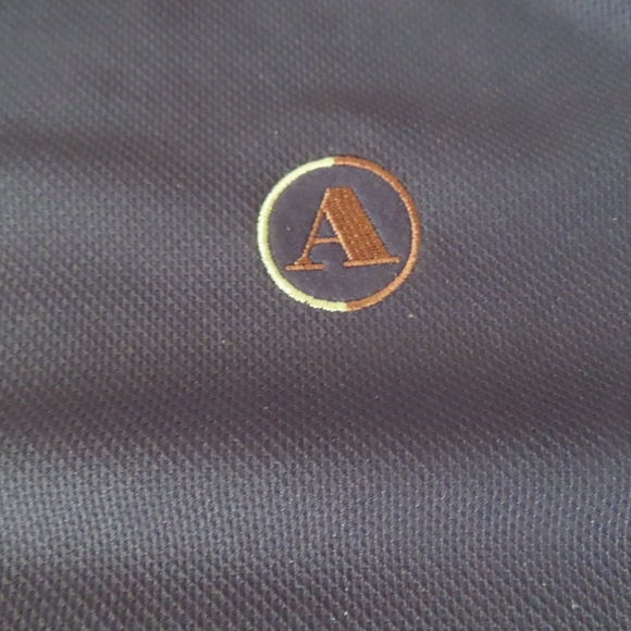 Aquascutum Polo Shirt Mens Black Brown White Trim sz 110 - Picture 2 of 9